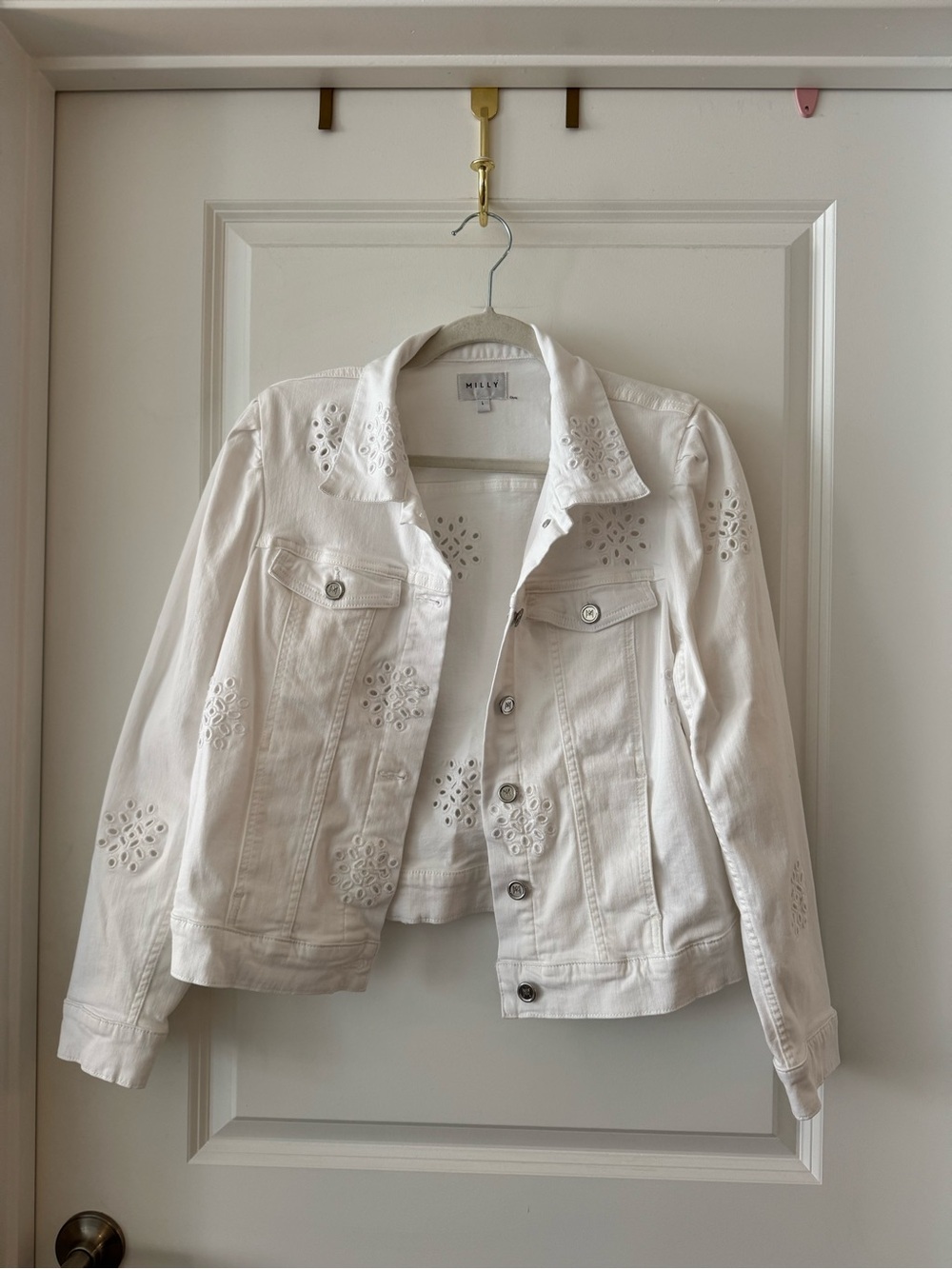 Milly White Eyelet Gemma Jacket Size Large - Picture 5 of 12